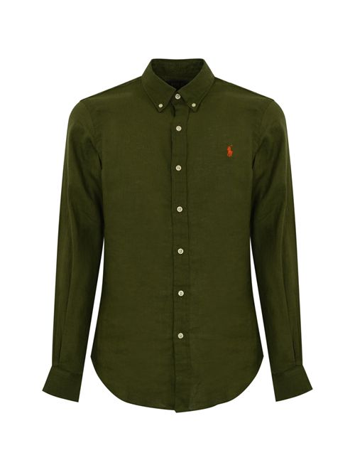 Camicia button-down in lino New Oliva POLO RALPH LAUREN | 710968915006